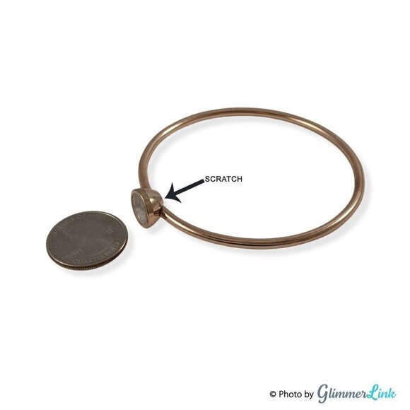 Minimalist Floating Rhinestones Rose Gold Tone Bangle Bracelet - Picture 8 of 9